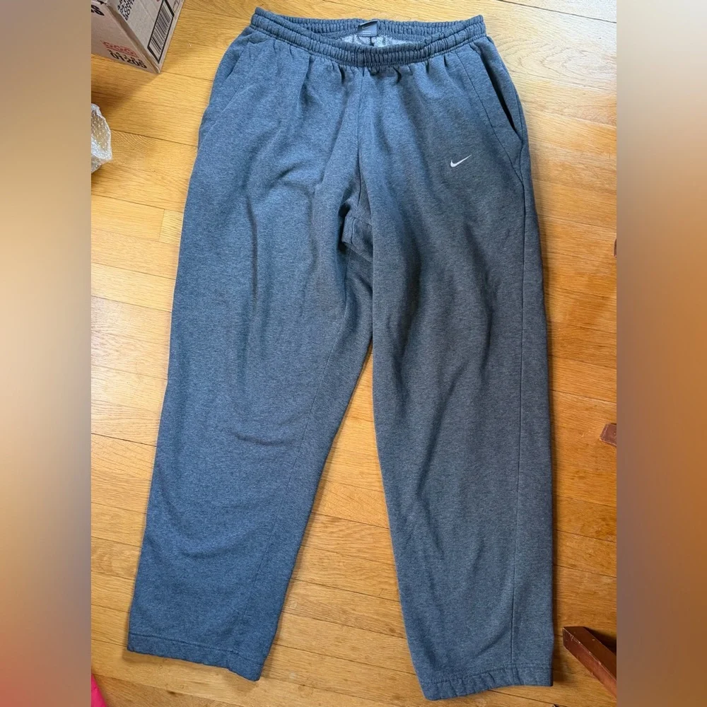 Nike Vintage Dark Gray Fleece Sweatpants with Small Swoosh Tag Men’s Size XXL